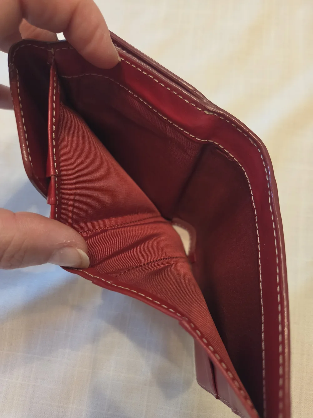 Lodis Black Leather Bi-Fold Wallet with Red Trim